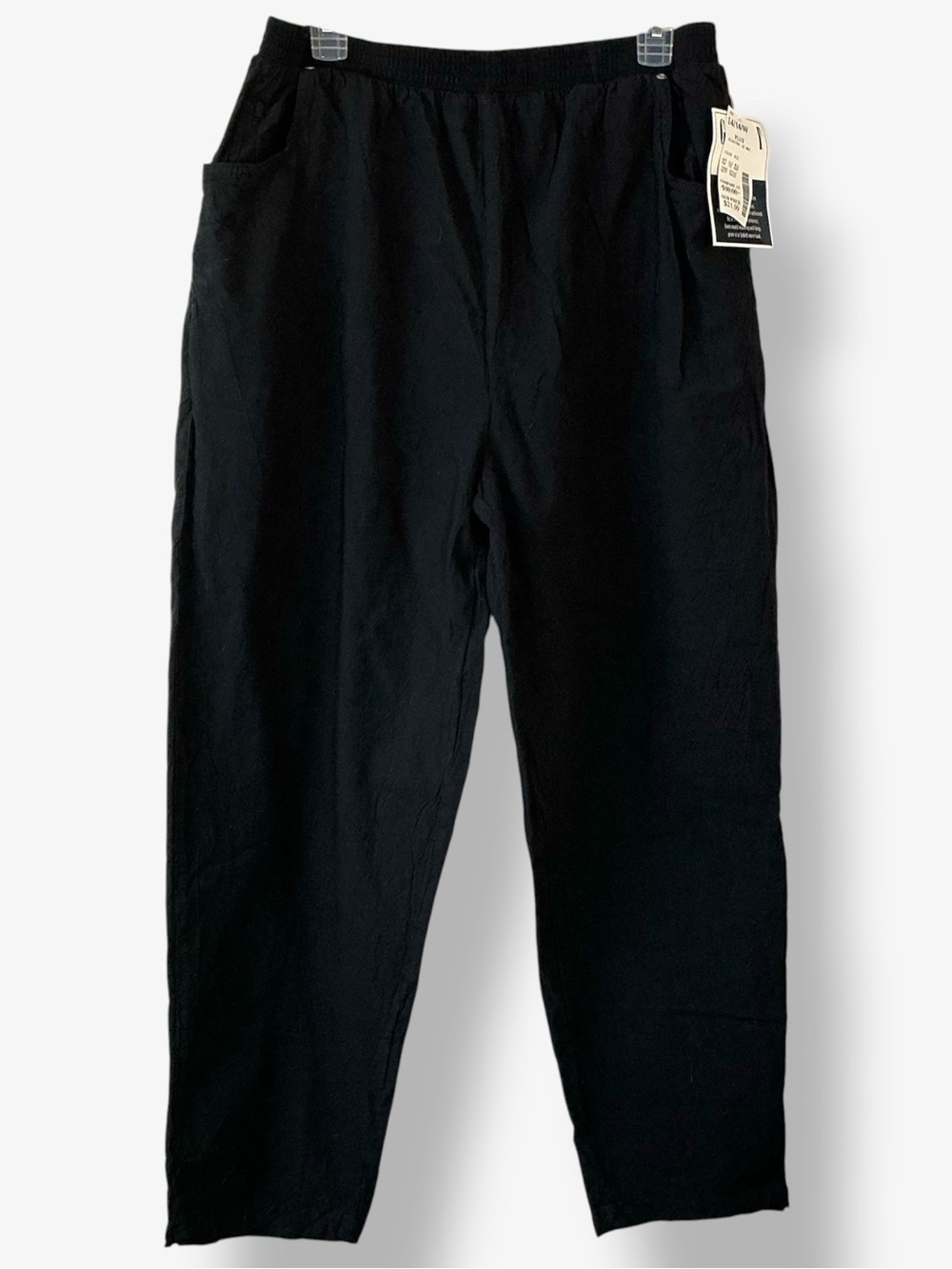 Fashion Bug Black Pants 100% Cotton Pocket Elastic Waist 29” Inseam Plus 14/16 - Picture 14 of 14